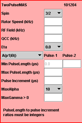 IMAGE: Parameters for the simulation of the two-pulse NMR line intensity