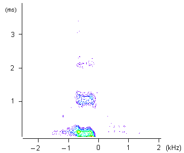 Intensity plot of the sheared 2D echo map